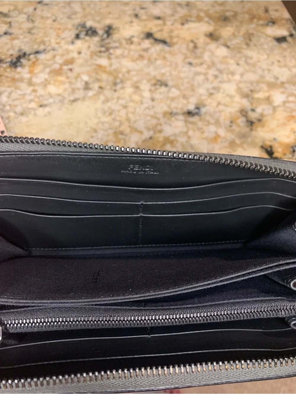 Fendi Monster Black, White and Gray Leather Zip-Around Wallet - Picture 16 of 17